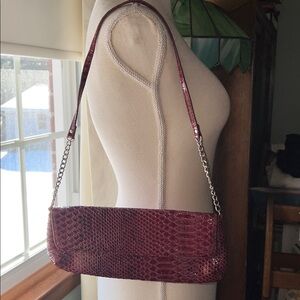 Bonita Bags Merlot Faux Crocodile Clutch.